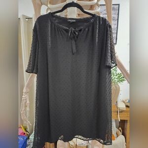 Black Textured Short Sleeve Dress